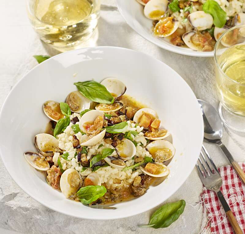 Recept voor Risotto alle vongole met aubergine en ...