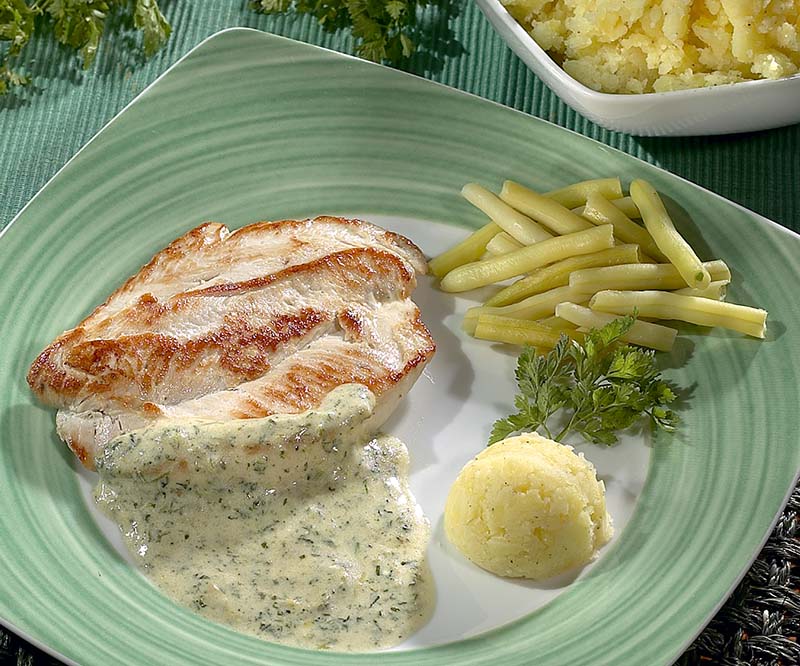 Escalopes de dinde en sauce au cerfeuil Colruyt