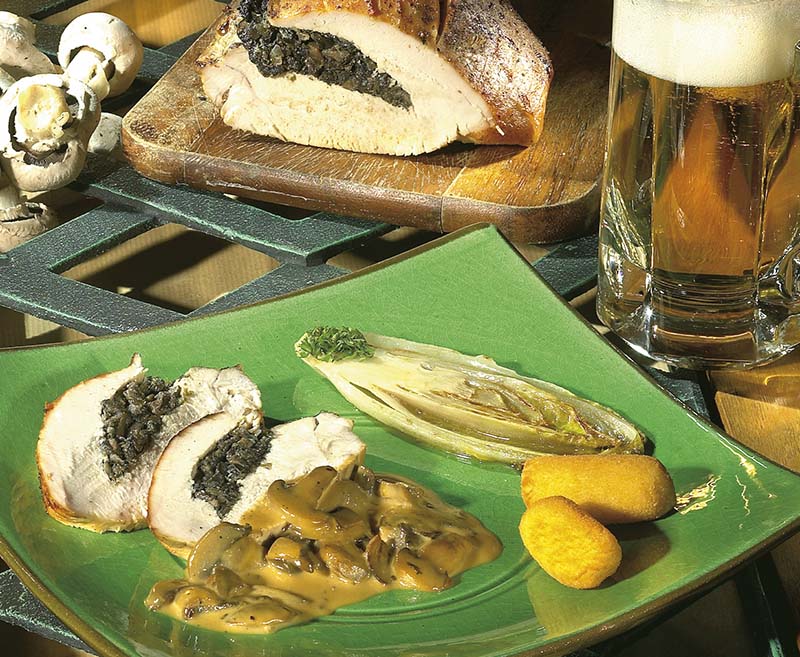 Recette pour Rôti de dinde farci à l'émincé de champignons | Colruyt En