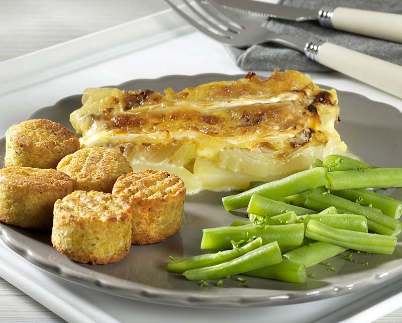 Falafels Gratin De Pommes De Terre Aux Oignons Et Au Brie