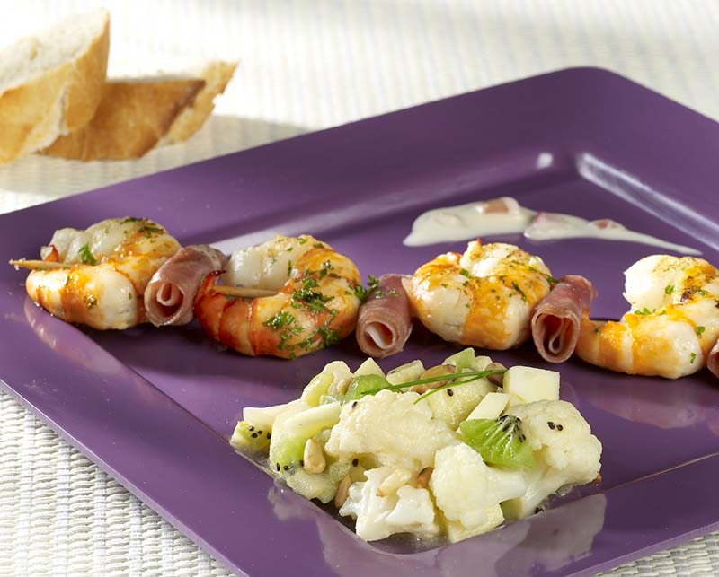 Cassolette de scampis gratinés à la diable Colruyt