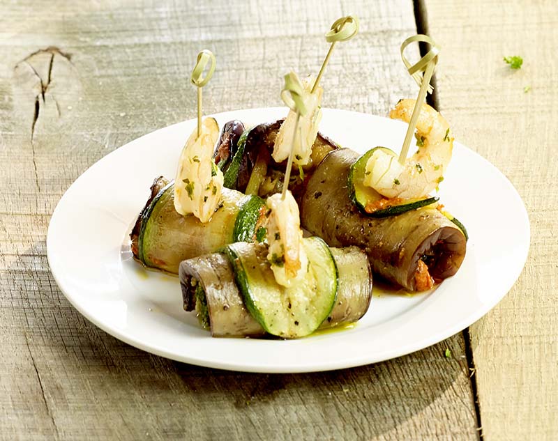 Recette Pour Roulade D Aubergine Et De Courgette Et Scampi Marine Colruyt En Cuisine